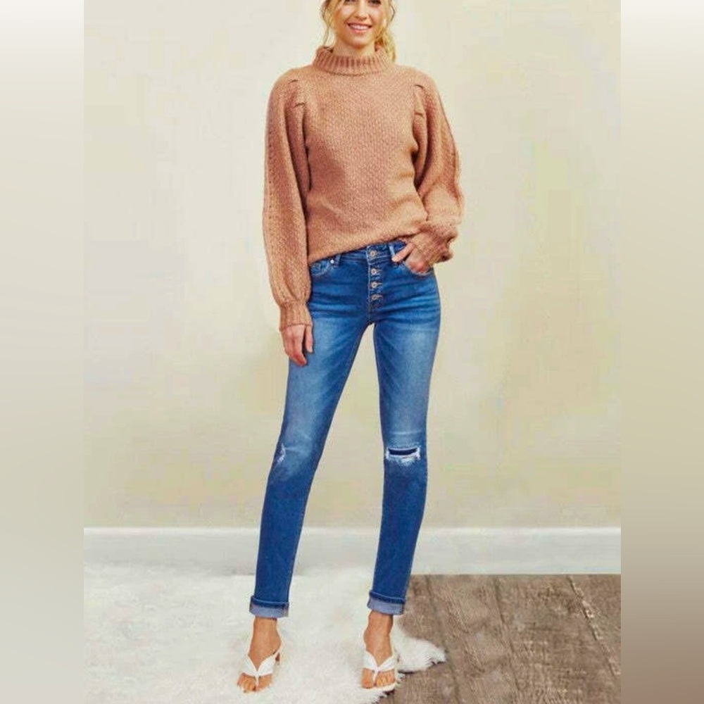 Kancan Women’s Medium Rise Skinny Stretch Jeans w Button Fly KC8599M NWT size 24